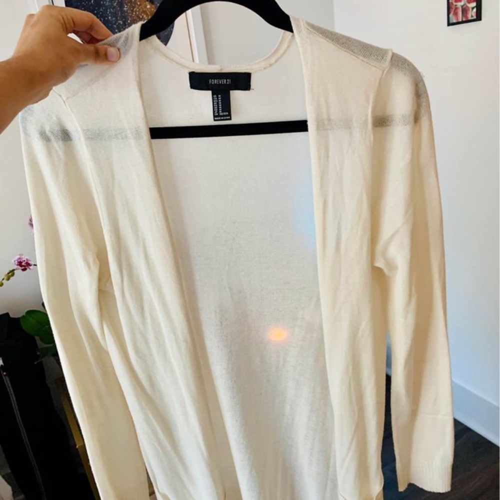 Forever 21 Long White Cardigan